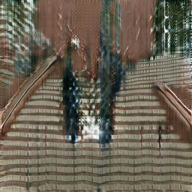 abstract image of two figures on an outdoor staircase